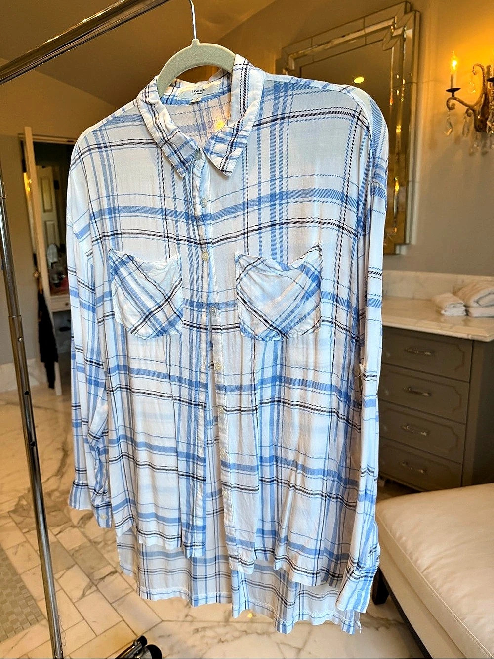 Rails Hunter Plaid Button-Up Shirt White & Blue
